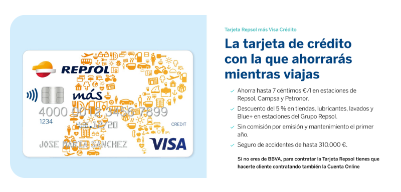 Aspectos de la Tarjeta Repsol más Visa Crédito.
