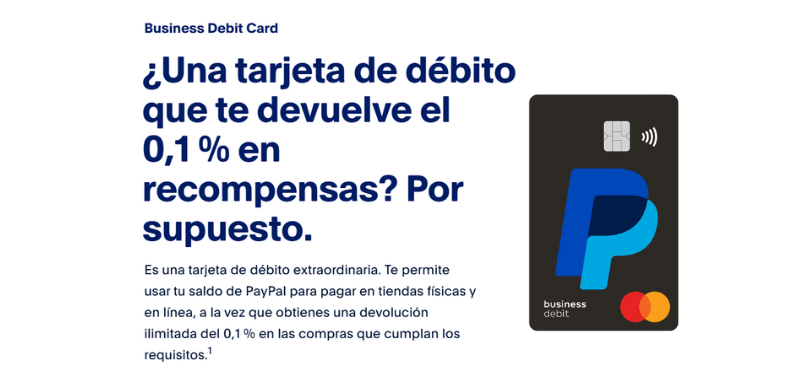 Recompensas de la tarjeta PayPal Business Debit Mastercard®.